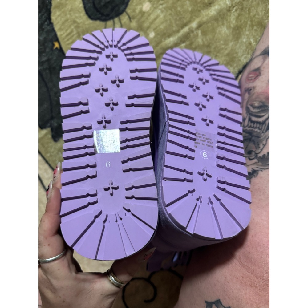 Current mood Womens Platform Ankle Boots Lavender  Iridescent Butterfly Wings - Picture 4 of 4